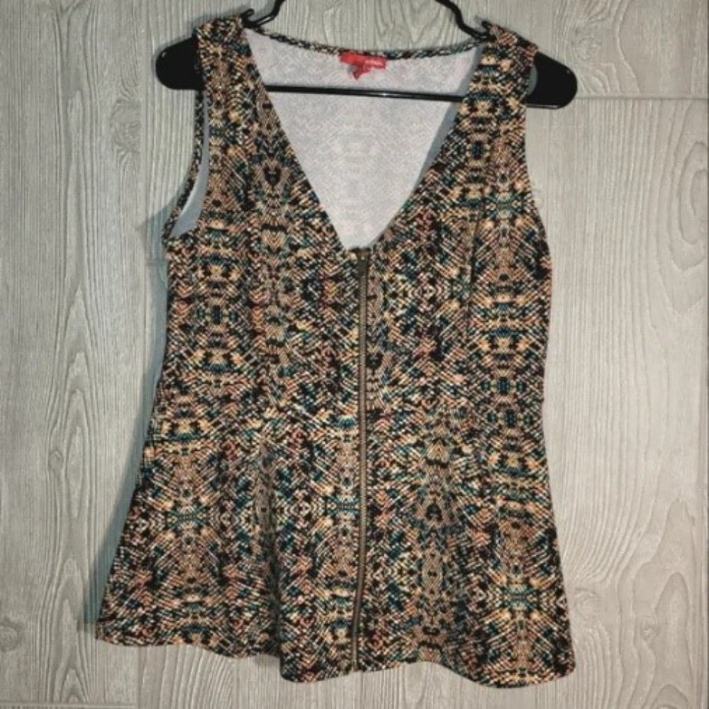 Bongo Front Zip Sleeveless Top- XL
